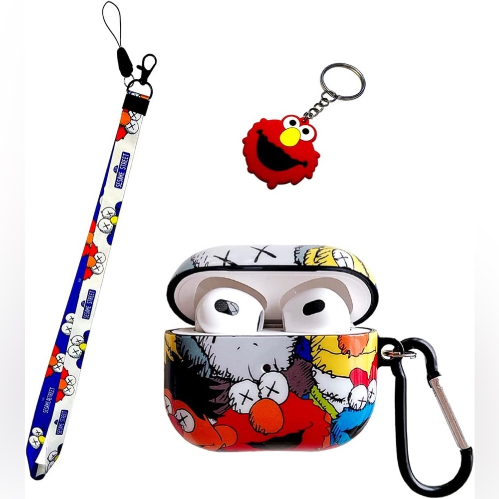 Airpod Cover Plus Lanyard & Keychain Set Sesame Street Theme